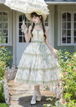Ripple Green - Casual Daily Lolita JSK and Accessories