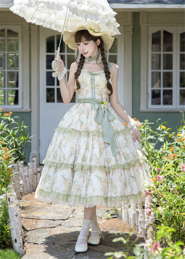 Ripple Green - Casual Daily Lolita JSK and Accessories