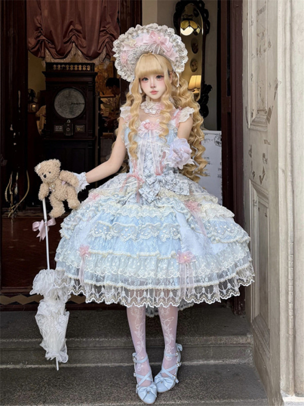 Misty Pears and Crabapples - Sweet Princess Lolita JSK, Bonnet and A Back Bow Tailing