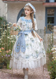 DayRabbit -Clover Blossom Letters- Classic Casual Simple Daily Lolita OP Dress and Accessories