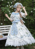 DayRabbit -Clover Blossom Letters- Classic Casual Simple Daily Lolita OP Dress and Accessories