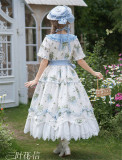 DayRabbit -Clover Blossom Letters- Classic Casual Simple Daily Lolita OP Dress and Accessories