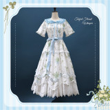 DayRabbit -Clover Blossom Letters- Classic Casual Simple Daily Lolita OP Dress and Accessories