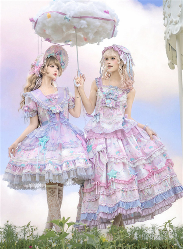 Flowers and Pearl Box -Little Twin Stars- Gorgeous Sweet Lolita OP Dress, JSK, Blouse and Accessories