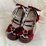 Round Toes Star Buckle Angel Wing Decor Bow Lace Ankle Strap Platform High Heels Sweet Classic Princess Lolita Shoes