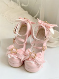 Round Toes Star Buckle Angel Wing Decor Bow Lace Ankle Strap Platform High Heels Sweet Classic Princess Lolita Shoes