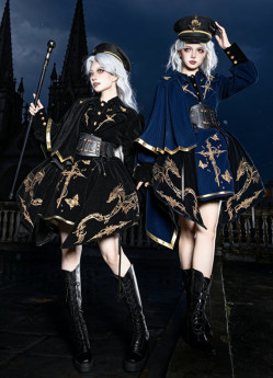 Crown of the Wandering Dragon - Boystyle Military Ouji Lolita Dress Jacket, Side Cape and Corset Set