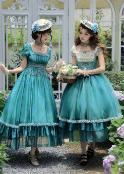 Withpuji -Water Lily- Daily Wear Classic Empire High Waist OP and Casual Simple Lolita JSK Dress