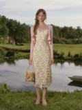 LaceMade -Rainbow Floral Whisper- Retro French Countryside Flower Parttern V Neck Sweet Simple Casual Lolita Dress