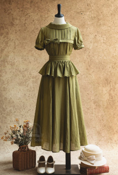 Forest Wardrobe -Dream Isle Forest- French Retro Vintage Classic Daily Wear Casual Simple Lolita Topwear and Skirt Set