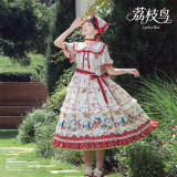 Lychee Bird - Countryside Sweet Lolita OP Dress, Headband and Embroidered Brooch