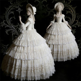Gathered Whispers - Long Floor Length Super Puffy Level Ball Gown Tulle Lace Prom Wedding Princess Lolita Petticoat Underskirt