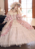 Lady Miao -Catherine- Birthday Tea Party Prom Homecoming Jacquard Retro Vintage Classic Palace Princess Wedding Lolita OP Dress Set