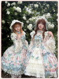 Twins Bear -Antique Gemstone Fragrance- Classic Vintage Tea Party Palace Princess Lolita JSK and OP Dress