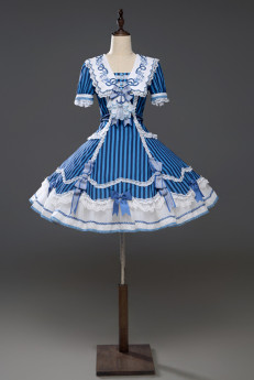 Twins Bear -Vintage Navy Bear- Sweet Sailor Lolita OP Dress, Topwear and Skirt Set