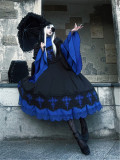 Eclipse Garden - Retro Victoria Vintage Gothic Lolita OP Dress, Blouse, Petticoat Underskirt and A Rosette