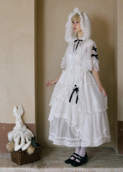 Petalo - Daily Wear Classic Simple Casual Lolita JSK Dress, Rabbit Ears Bolero and Petticoat Set