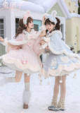 Dream Land -Bunny Dumpling- Doll Christmas Sweet Winter Lolita JSK, Rabbit Hooded Cape and Accessories