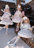 Cat Cake -The Birthday of the Little Rabbit- Cute Snowman Christmas Sweet Lolita JSK, Cape and Rabbit Headwear