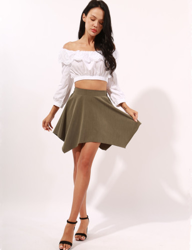 DJT Women's Versatile Cute A-Line Handkerchief Hem Mini Skater Skirt
