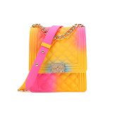 Rainbow vertical rhombic bag diagonal bag chain jelly bag