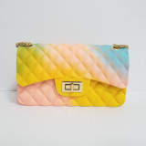 Color frosted shoulder jelly bag linge fashion chain bag