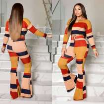Fashion Sexy Two-piece Digital Printing Long Sleeve Suit