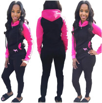 Fashion Casual Thick Sweater Fleece Stitching Women's Two-piece Suit