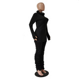 Fashion Casual Sports Pile Pile Pants + Long-sleeved T-shirt With Face Mask