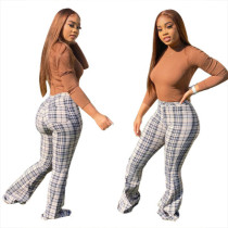 Fashion Loose Wide Leg Pants Net Red Plaid Mopping Casual Pants Print