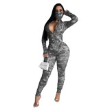 Fashion Sexy Deep V Tie-dye Women's Jumpsuit