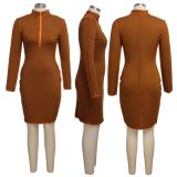 Fashion Deep V-neck Midi Skirt Women's Dress