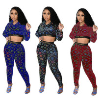 New Slim Sexy Letters Printed Sports Suit
