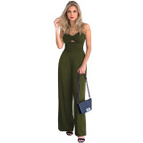 Fashion Summer Sexy Open Back Solid Color Jumpsuit