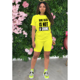 Hot Style Monogrammed Short Sleeve T-shirt and Shorts Casual Two-piece Set
