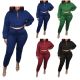 Winter Solid Long Sleeve Crop Top Pants Sportwear Matching Set