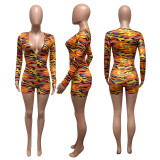 Women Sleepwear Bodycon Print Long Sleeve Pajamas Onesie