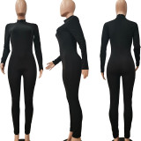 Autumn Sexy Solid Long Sleeve Bodycon Sport Jumpsuit