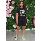 Hot Style Monogrammed Short Sleeve T-shirt and Shorts Casual Two-piece Set
