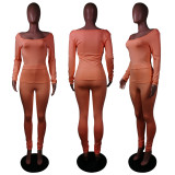 Women's Pure Color Low-cut Long-sleeved Leggings 2 Pieces
