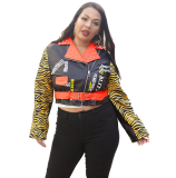 2020 Fashion Tiger Prints Nail Bead Leather Jacket