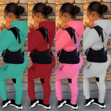 Women's Stitching Color Long-sleeved Hoodie Leggings Outfit