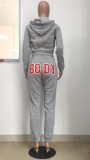 Autumn Letter Printed Navel Revealing Hoodie Pants Suit