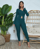Solid Color Small Pit Strip Crop Top Leggings Two-piece Set