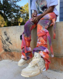 Tie Dye Print Joggers Outfits Gym Sporty Bandage Sweatpants