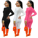 Autumn Sexy Solid Long Sleeve Bodycon Sport Jumpsuit