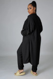 Long Sleeve Cardigan Vest Crop Top Sweatpants Three Piece Set