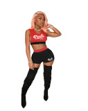 Women's Fashion Casual Contrasting Color Sleeveless Shorts Two-Piece Set