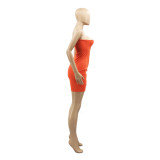 Fashion Hollow Solid Color One-shoulder Short-sleeved Dress
