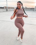 Sexy Women's Solid Color Small Pit Striped Two-piece Vest